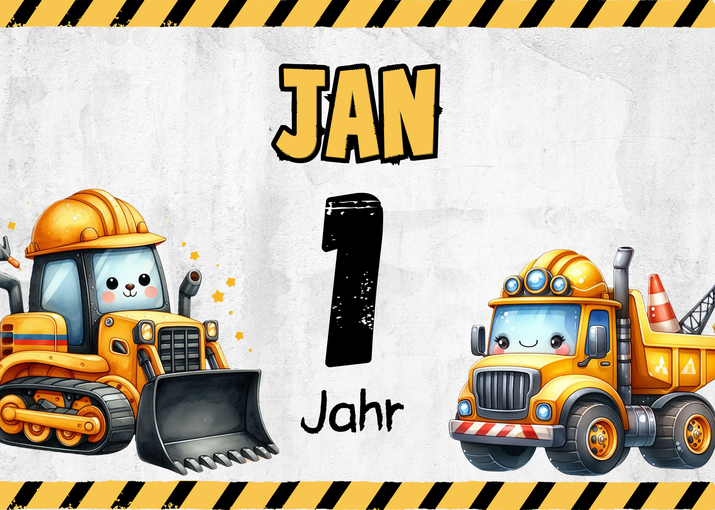 Willkommensschild zum 1. Geburtstag Kindergeburtstag Personalisiertes Bagger Baustelle Deutsch