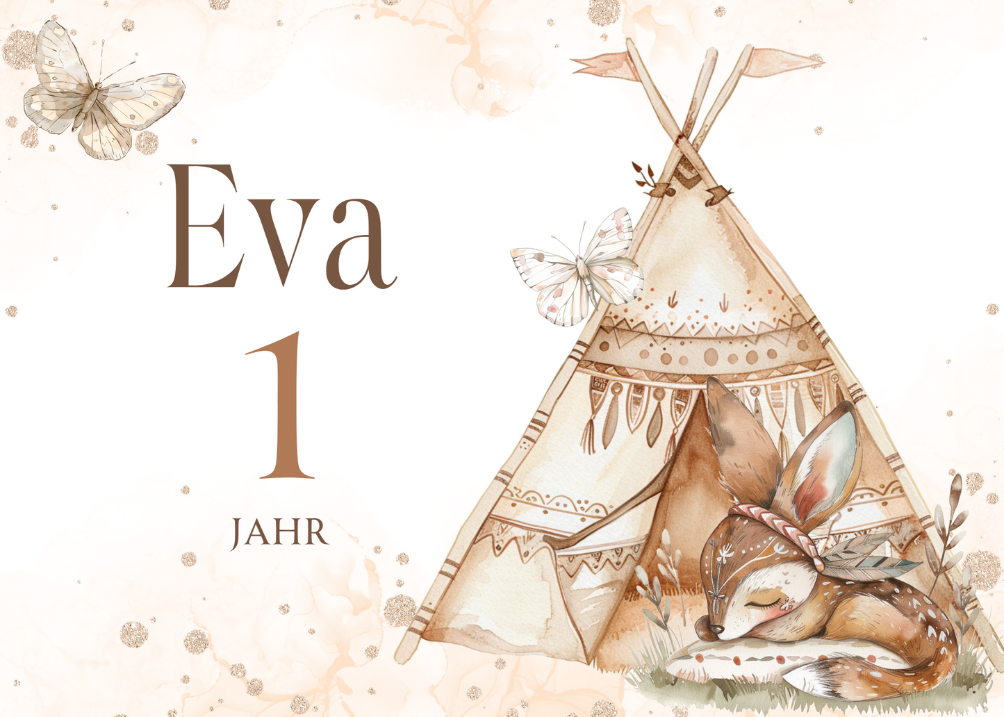 Willkommensschild zum 1. Geburtstag Kindergeburtstag Personalisiertes Deutsch boho