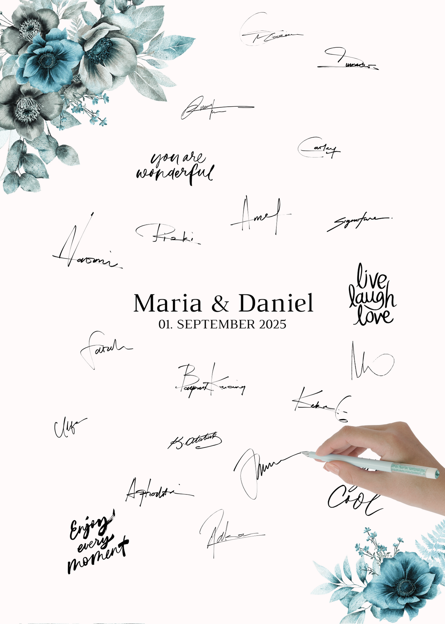 Gästebuch Alternativen für Hochzeit Leinwand, Poster . Strand Hochzeit , Marine , Blaue Blumen MILA