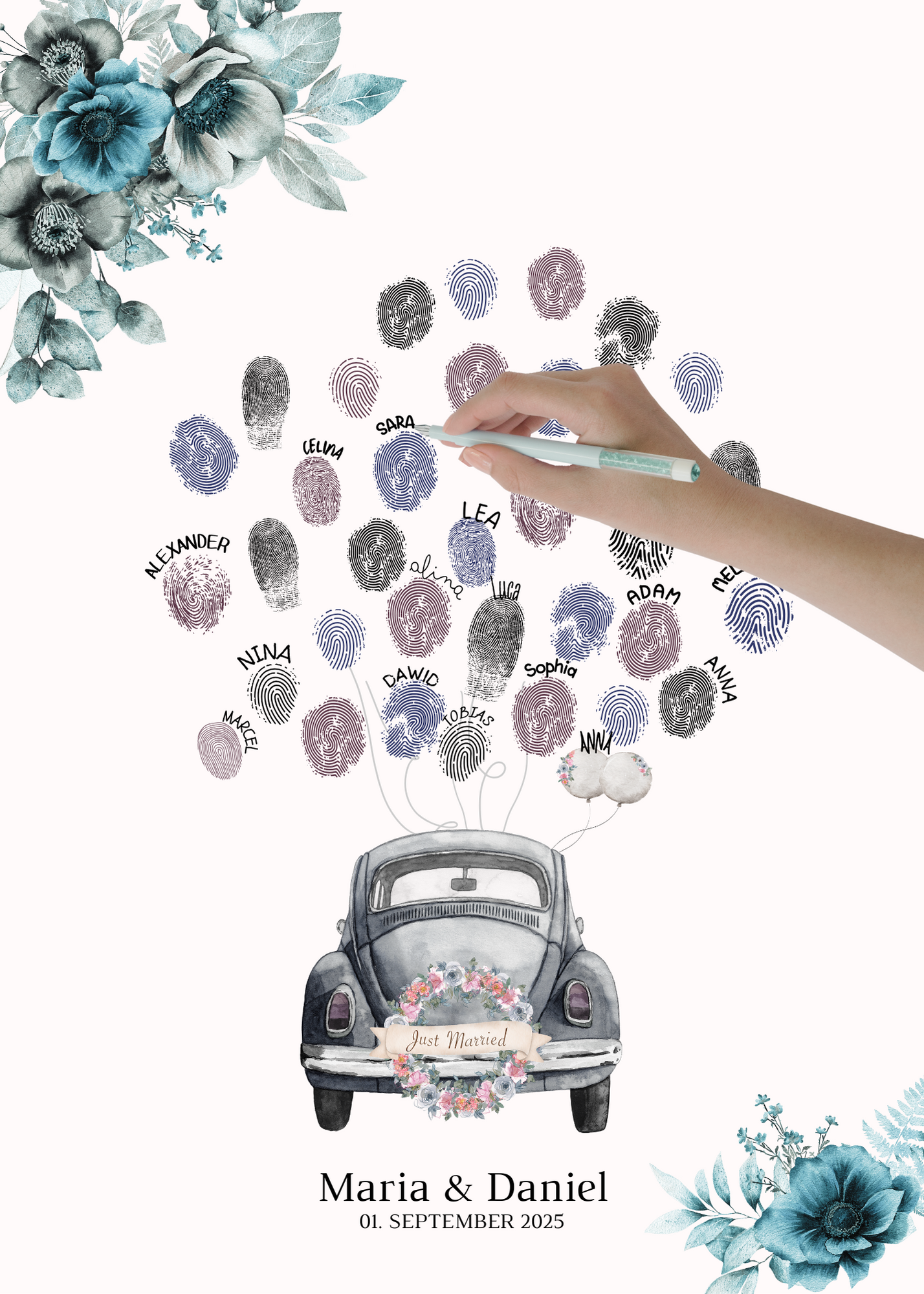 Gästebuch Alternativen für Hochzeit Leinwand, Poster . Strand Hochzeit , Marine , Blaue Blumen MILA