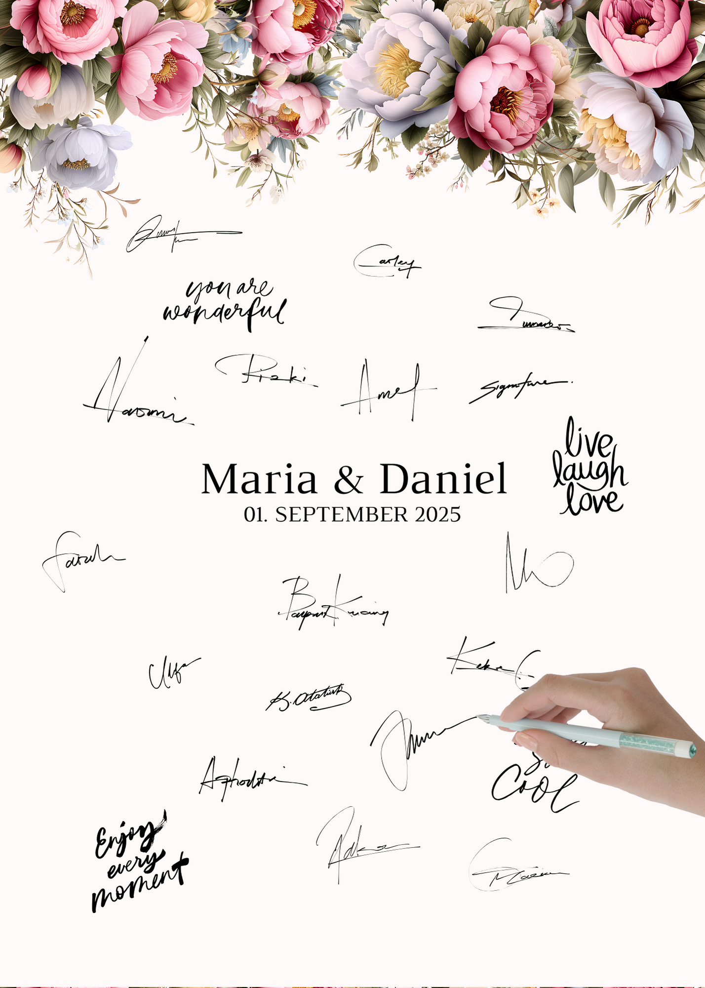 Gästebuch Alternativen für Hochzeit Leinwand, Poster . Rote Blumen Boho KATRIN