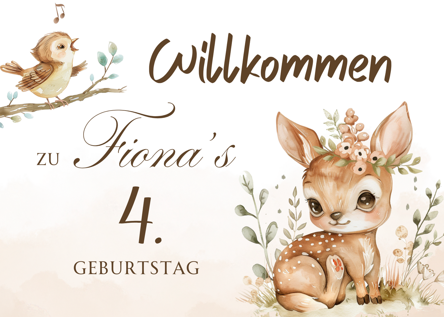 Willkommensschild zum 1. Geburtstag Kindergeburtstag Personalisiertes Waldtiere