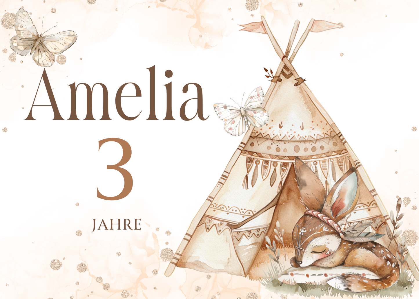 Willkommensschild zum 1. Geburtstag Kindergeburtstag Personalisiertes Deutsch boho