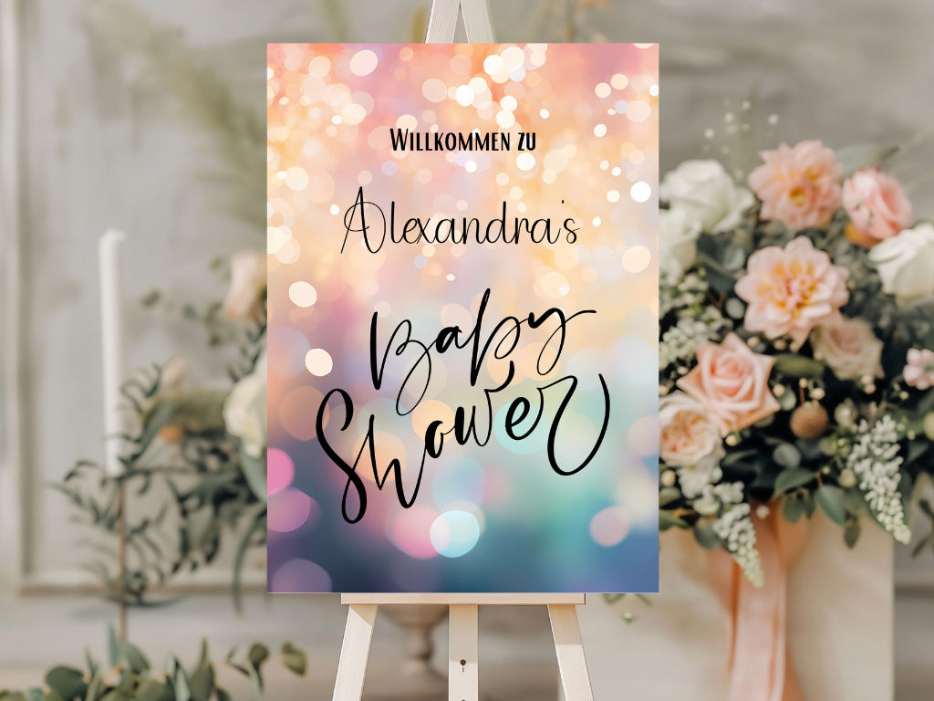 Willkommensschild Baby Shower , Gender Reveal - Leinwand , Poster - blau rosa MAYA