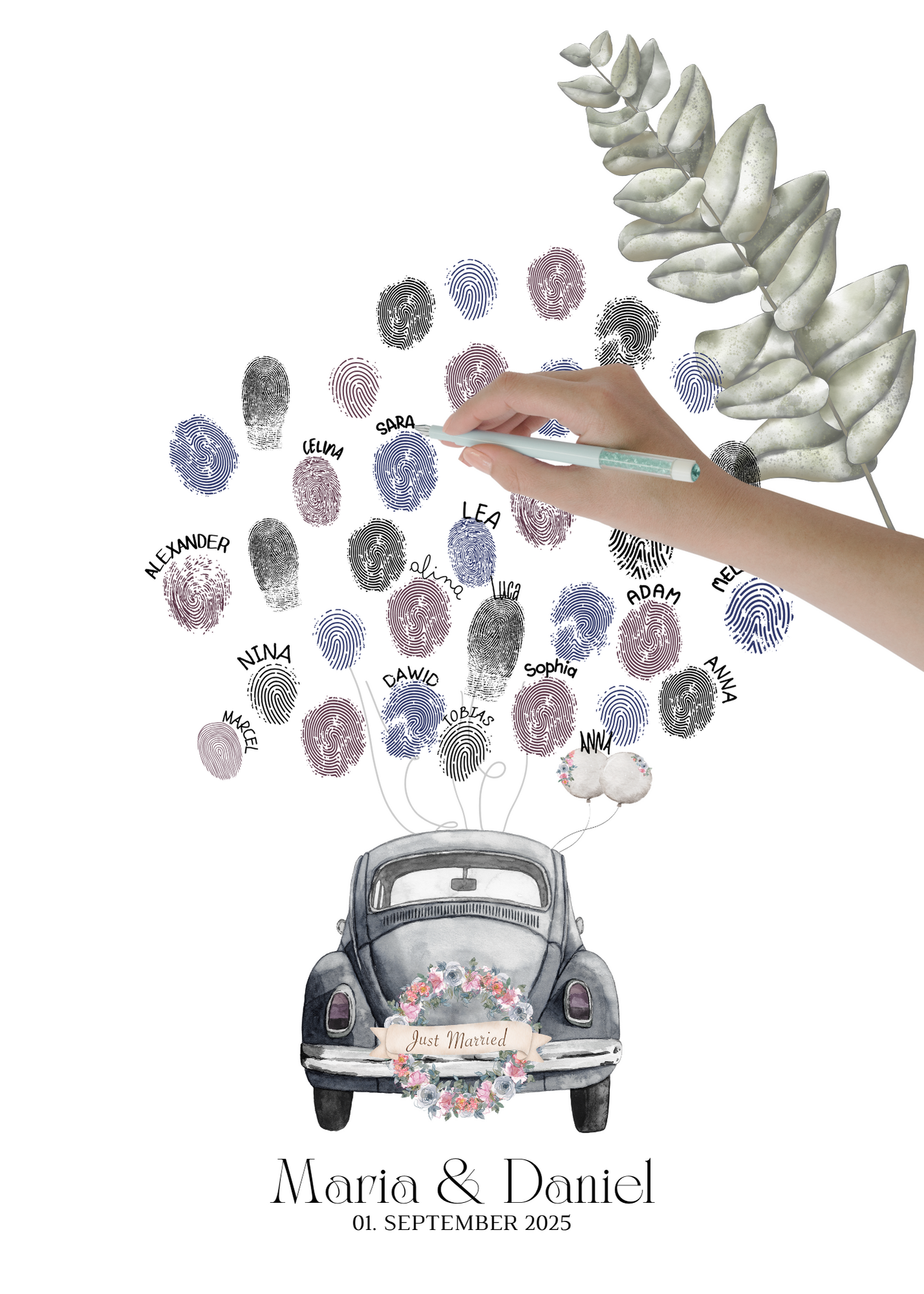 Gästebuch Alternativen für Hochzeit Leinwand, Poster . Eukalyptus Vintage LARA