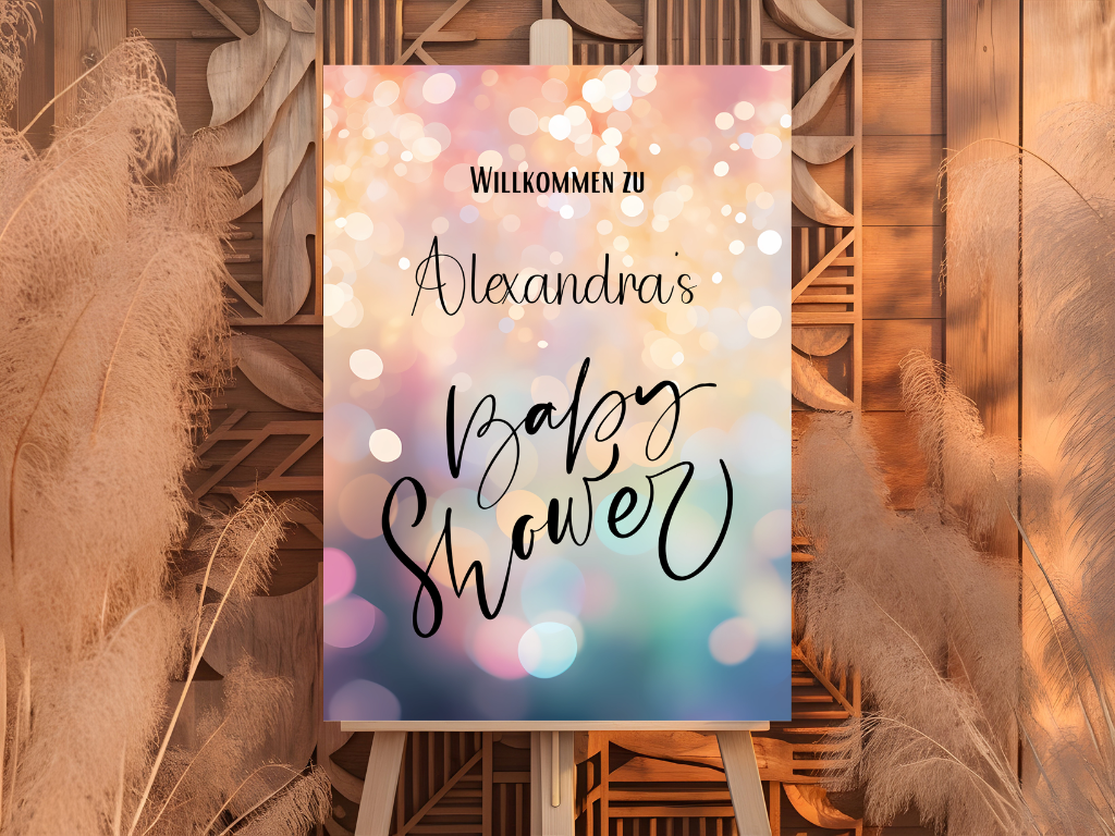 Willkommensschild Baby Shower , Gender Reveal - Leinwand , Poster - blau rosa MAYA