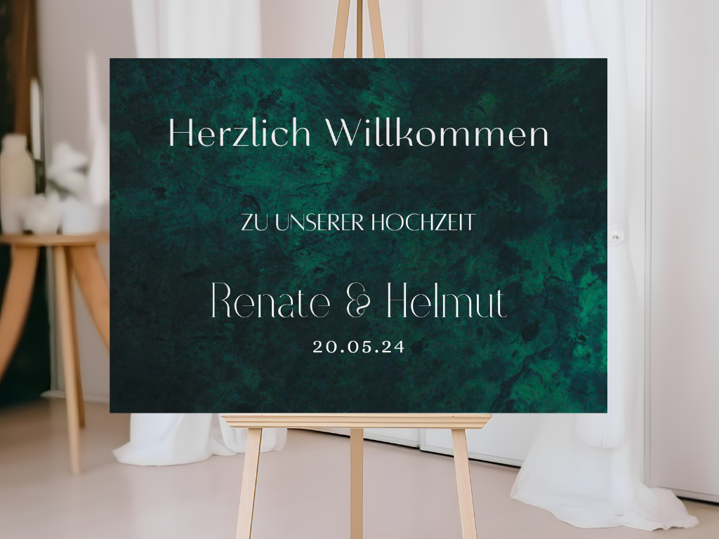 Willkommensschild Hochzeit - Leinwand , Poster - Glamour , grün MELISSA