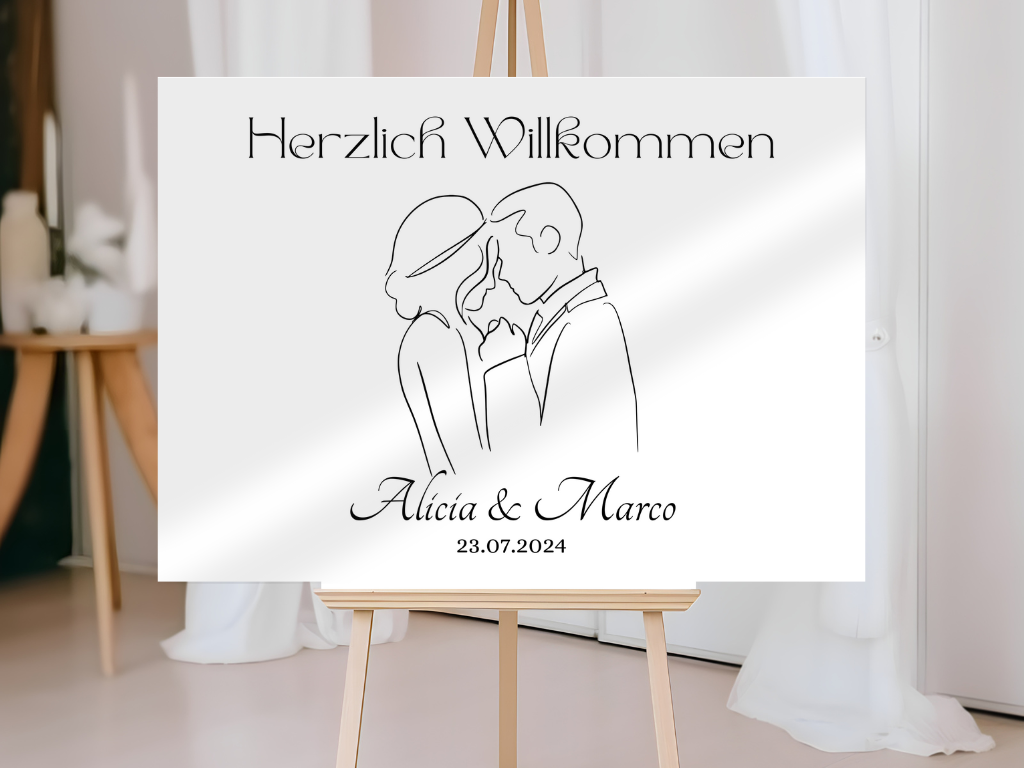 Willkommensschild Hochzeit - Leinwand , Poster - classic Hochzeit , Vintage JANA
