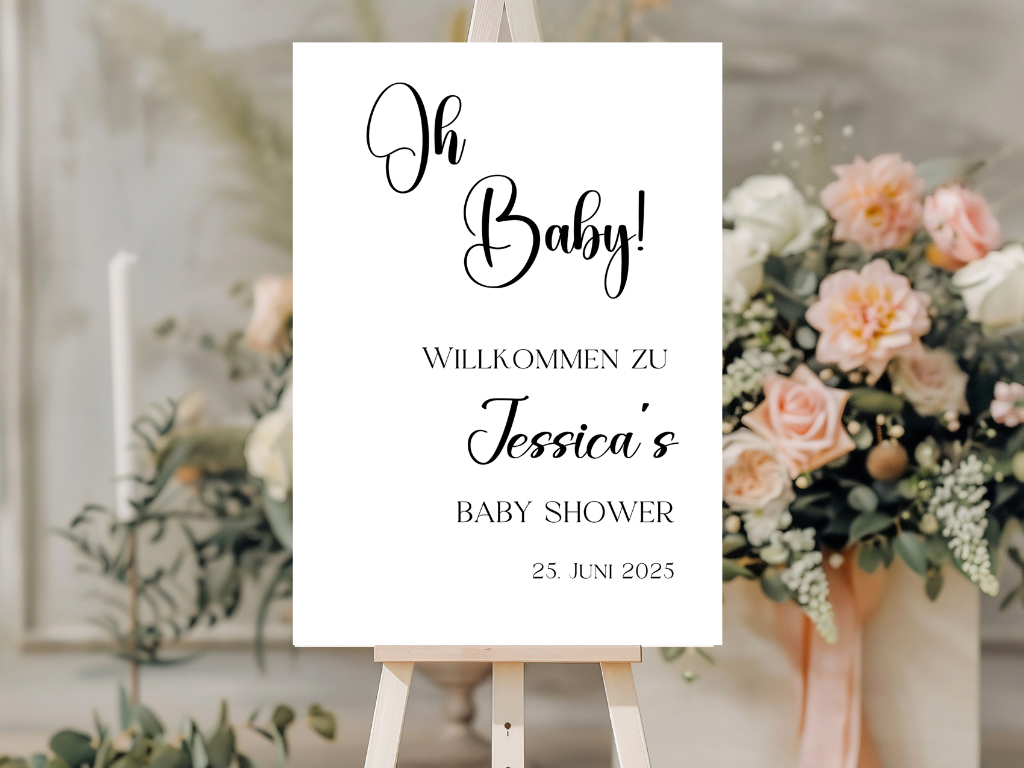Willkommensschild Baby Shower , Gender Reveal - Leinwand , Poster - Olivier