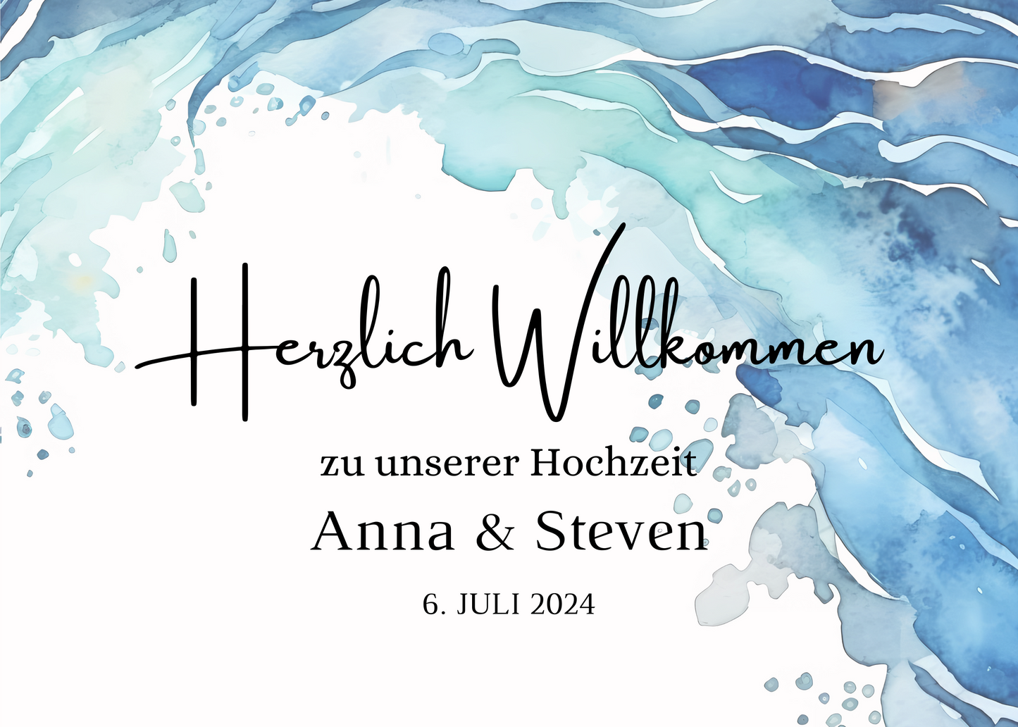 Willkommensschild Hochzeit - Leinwand , Poster - Strand Hochzeit , Marine , Vintage EMMA