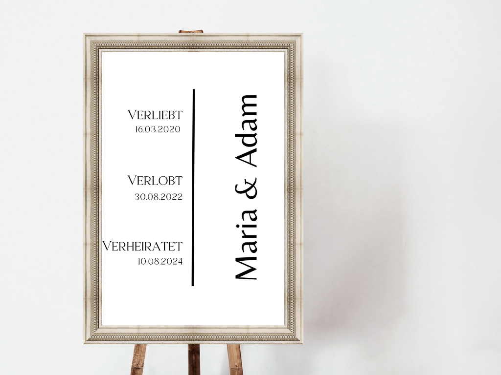 Unsere Liebesgeschichte. Verliebt Verlobt Verheiratet für Hochzeit Leinwand, Poster .