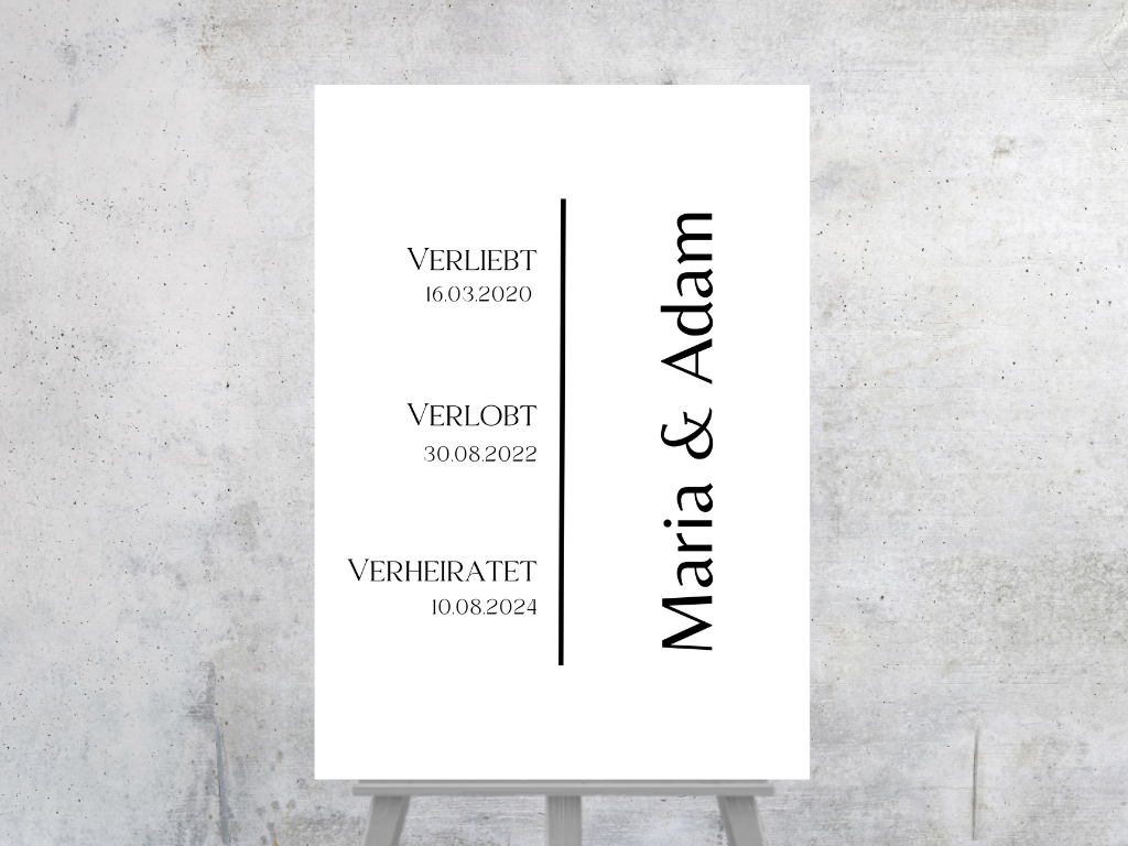 Unsere Liebesgeschichte. Verliebt Verlobt Verheiratet für Hochzeit Leinwand, Poster .