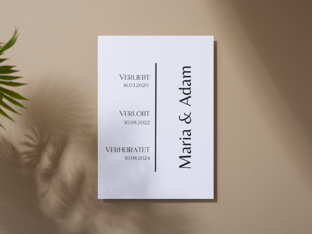 Unsere Liebesgeschichte. Verliebt Verlobt Verheiratet für Hochzeit Leinwand, Poster .