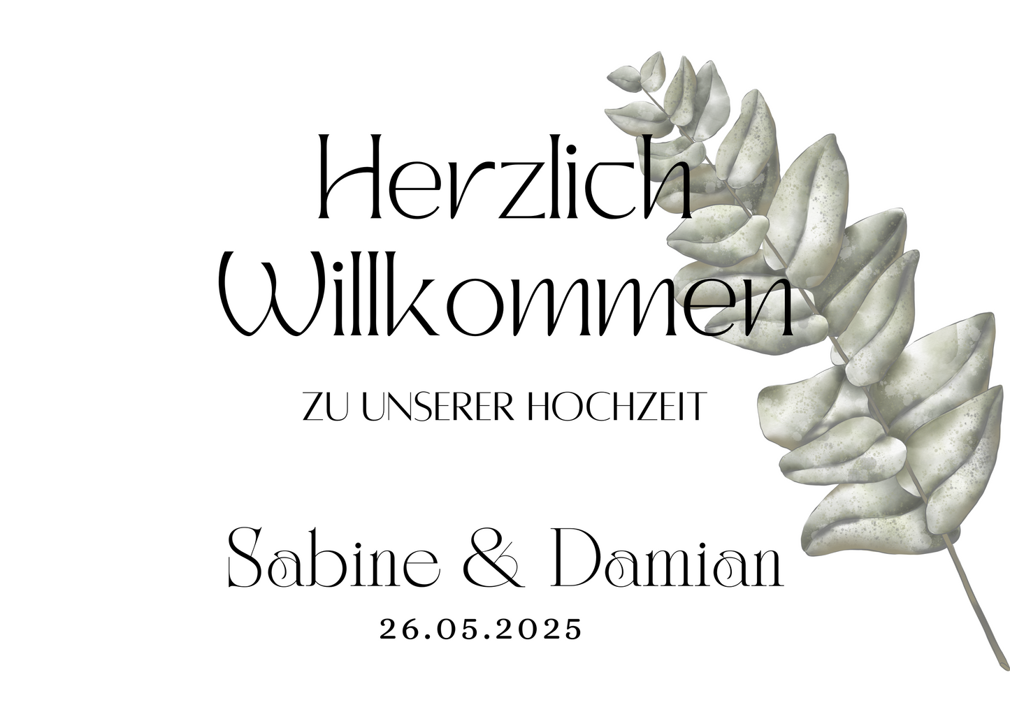 Willkommensschild Hochzeit - Leinwand , Poster - Eukalyptus Vintage LARA