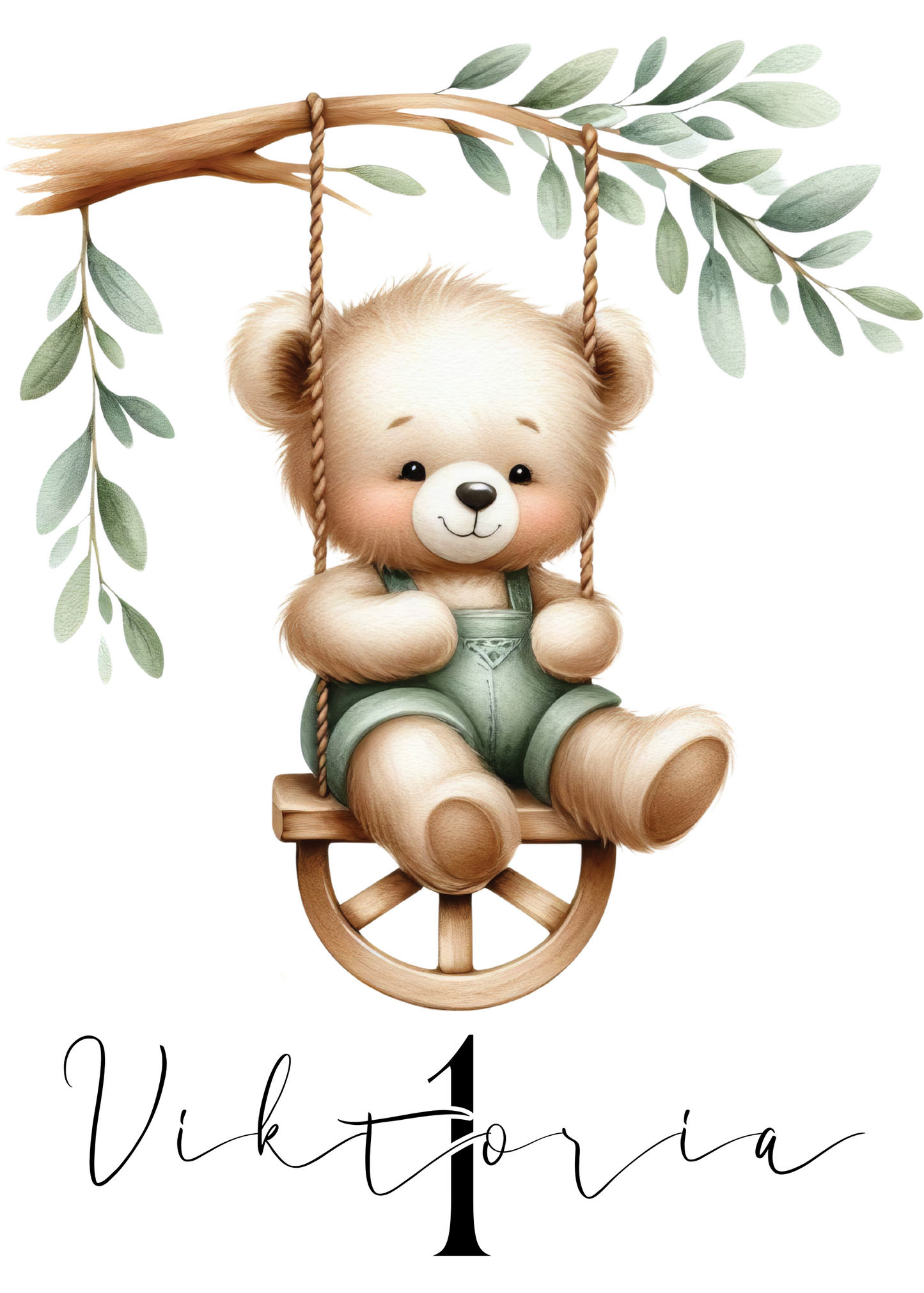 Willkommensschild zum 1. Geburtstag Kindergeburtstag Personalisiertes Teddybär