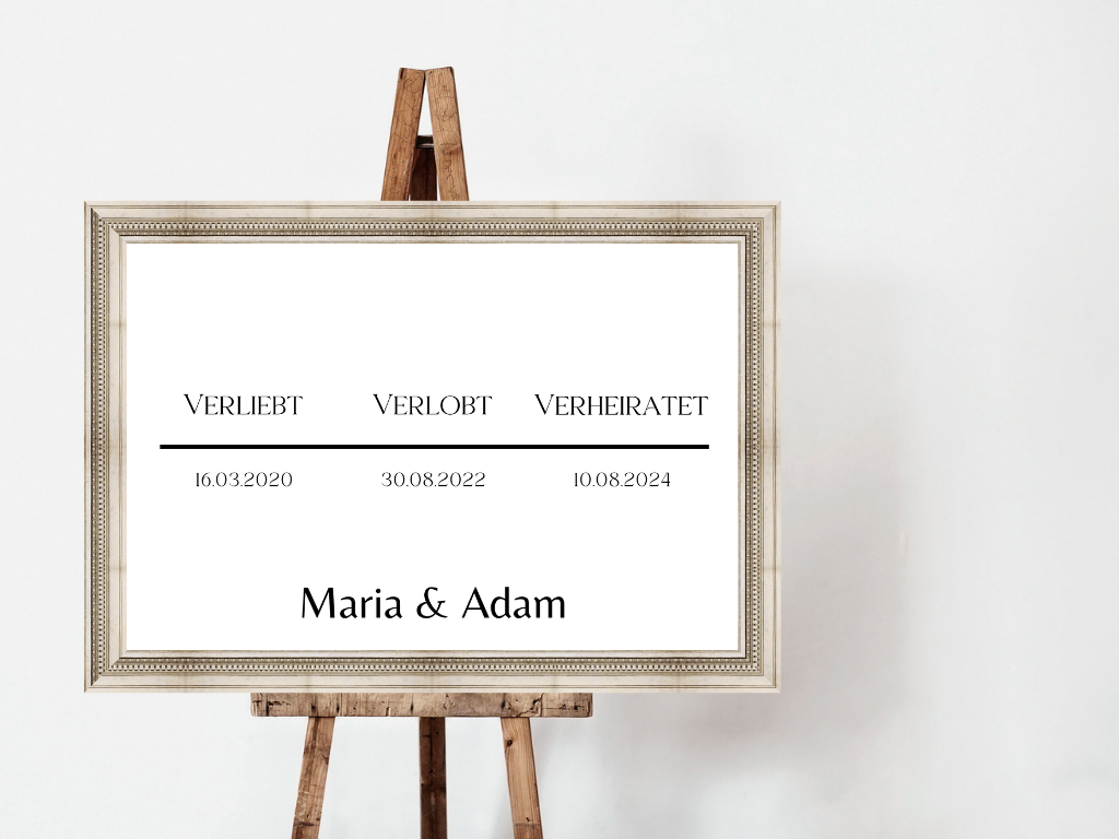 Unsere Liebesgeschichte. Verliebt Verlobt Verheiratet für Hochzeit Leinwand, Poster .