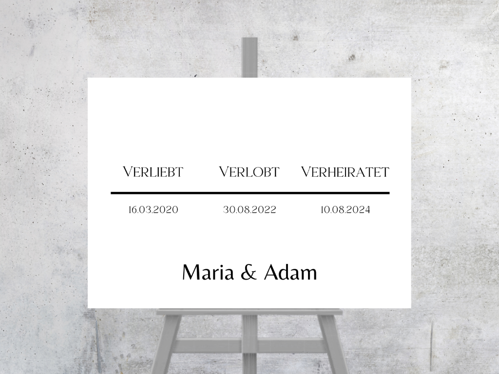 Unsere Liebesgeschichte. Verliebt Verlobt Verheiratet für Hochzeit Leinwand, Poster .