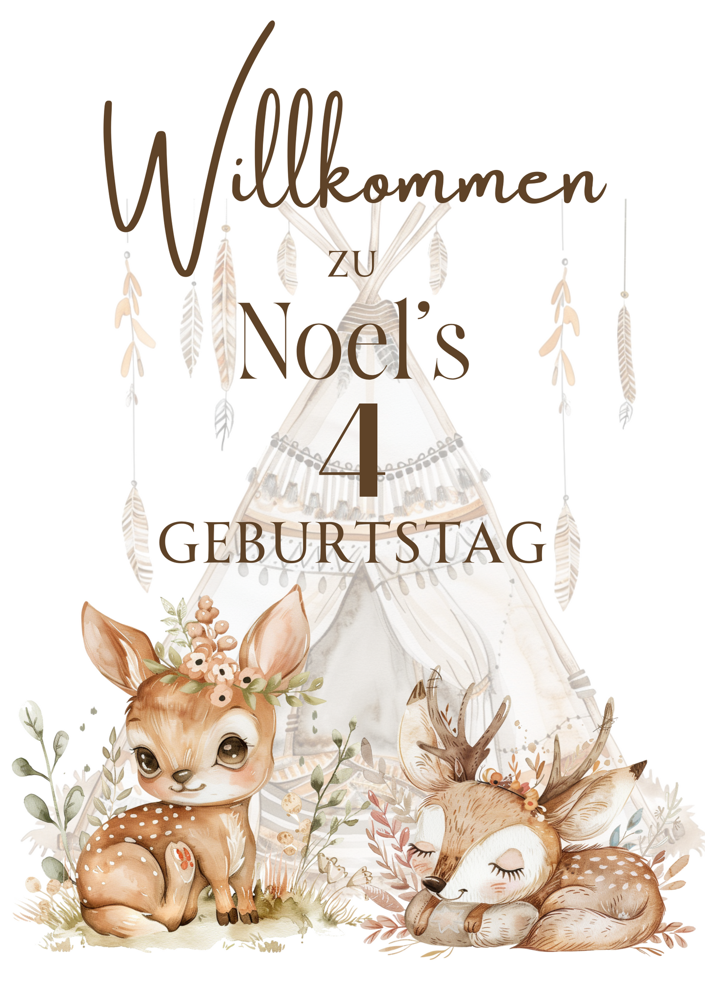 Willkommensschild zum 1. Geburtstag Kindergeburtstag Personalisiertes Boho Waldtiere