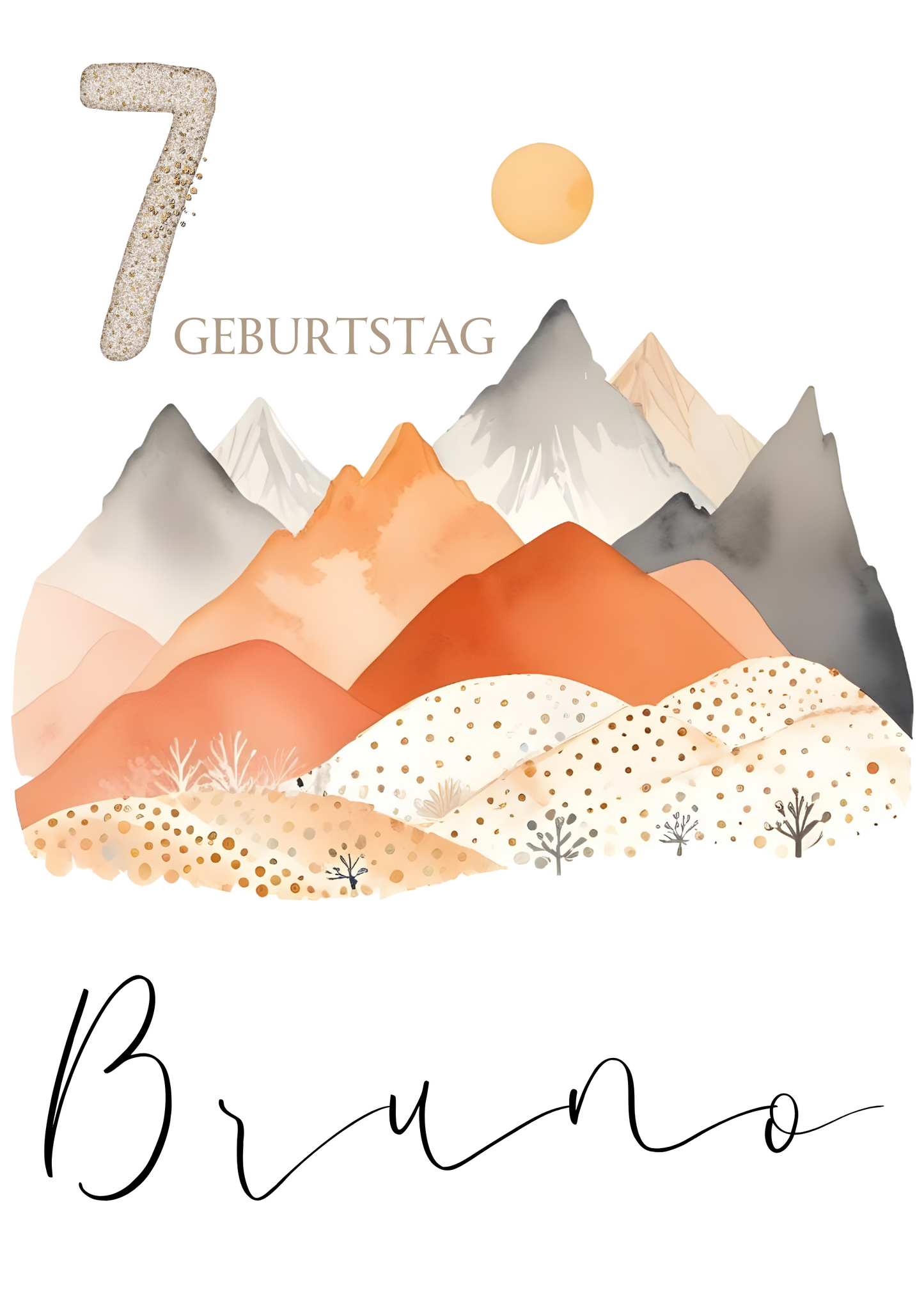 Willkommensschild zum 1. Geburtstag Kindergeburtstag Personalisiertes Deutsch Bergen boho