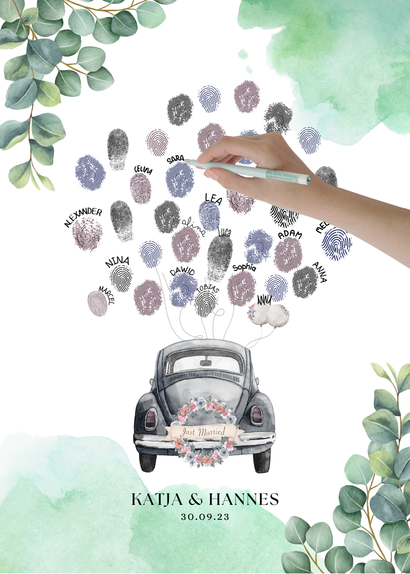 Gästebuch Alternativen für Hochzeit Leinwand, Poster . Eukalyptus Vintage SARAH