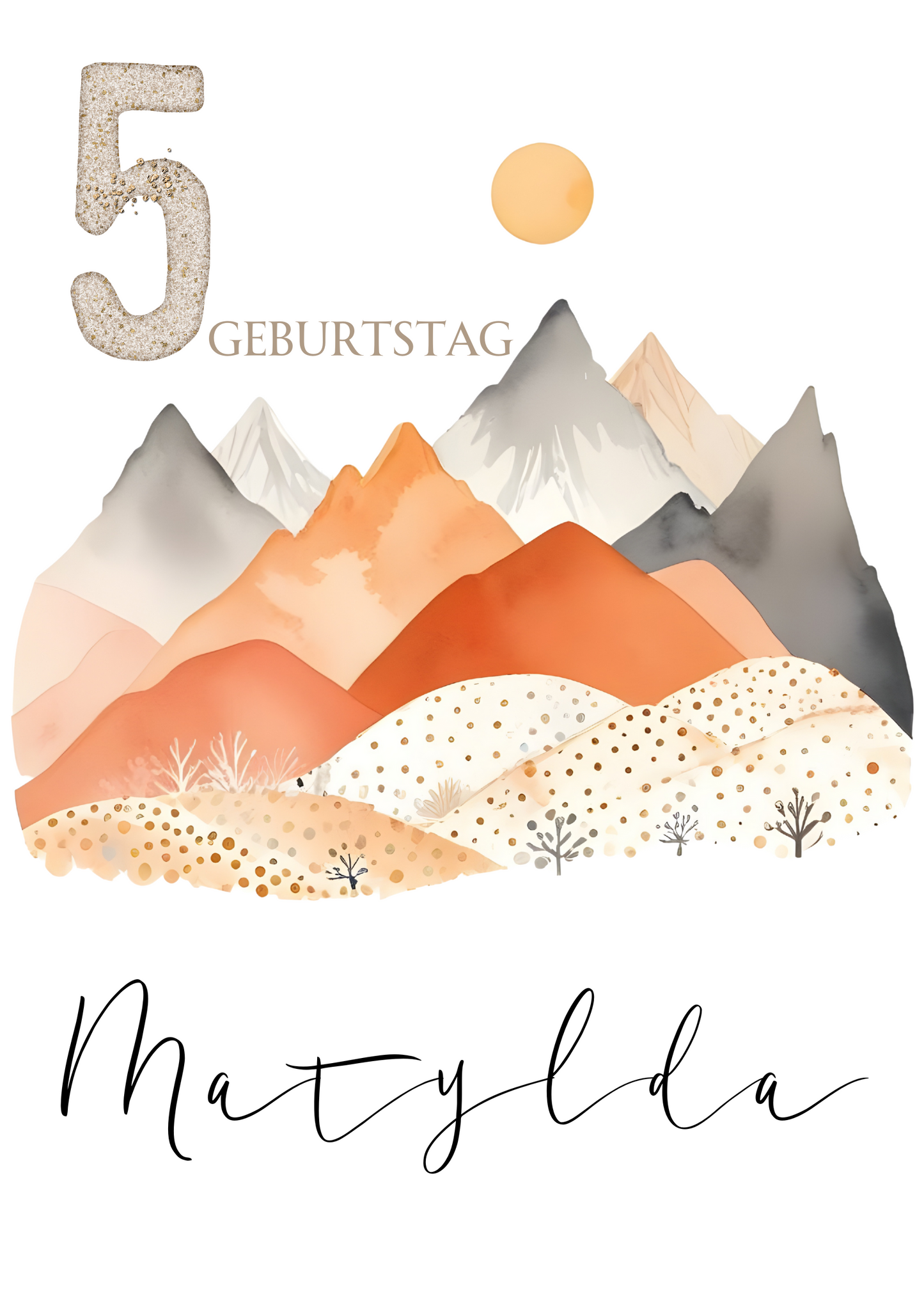 Willkommensschild zum 1. Geburtstag Kindergeburtstag Personalisiertes Deutsch Bergen boho