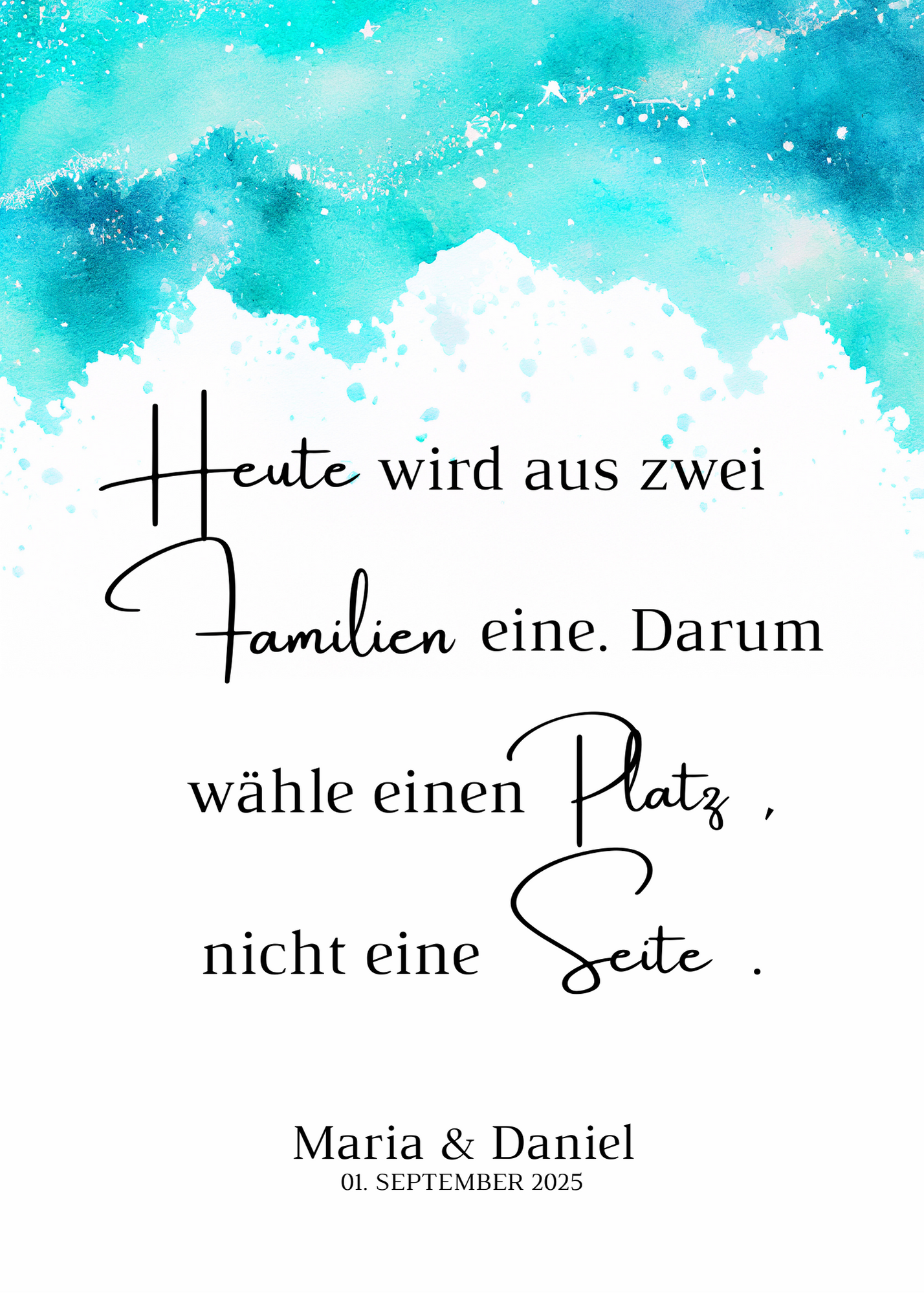 Heute wird aus zwei Familien eine Schild für Hochzeit Leinwand, Poster. Strand Hochzeit , Marine , Vintage ARIA