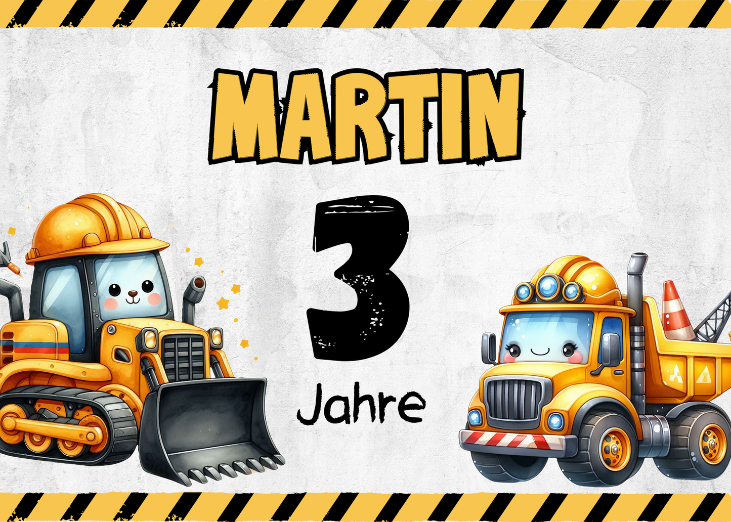 Willkommensschild zum 1. Geburtstag Kindergeburtstag Personalisiertes Bagger Baustelle Deutsch