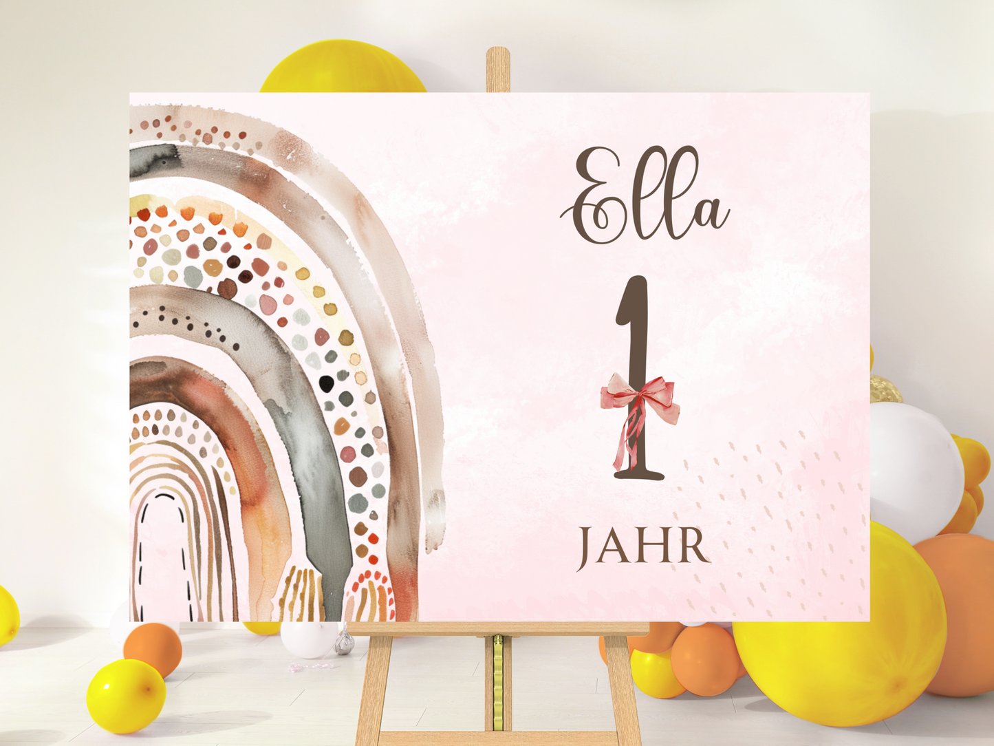 Willkommensschild zum 1. Geburtstag Kindergeburtstag Personalisiertes Regenbogen