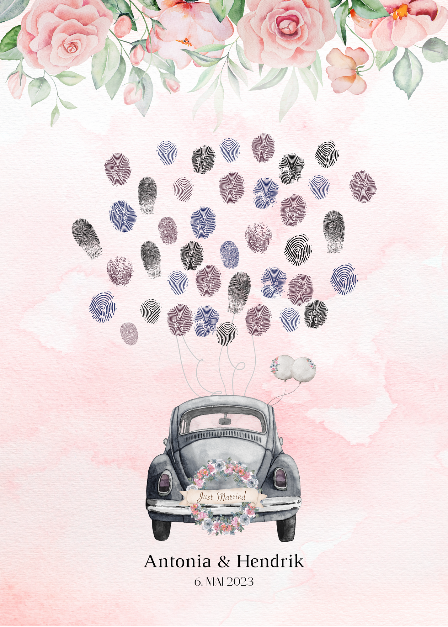 Gästebuch Alternativen für Hochzeit Leinwand, Poster . Boho , Rosa Blumen LAURA