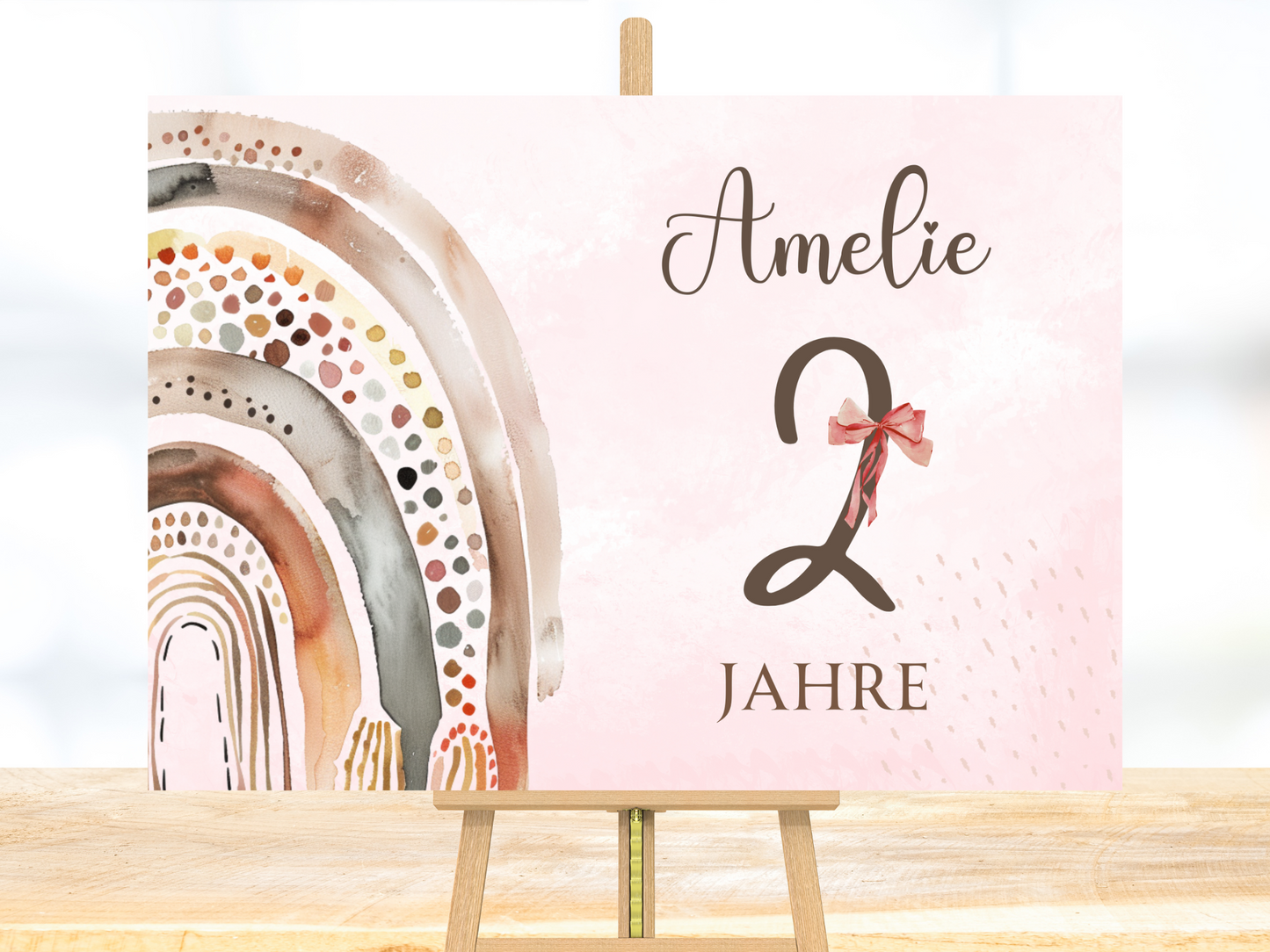 Willkommensschild zum 1. Geburtstag Kindergeburtstag Personalisiertes Regenbogen