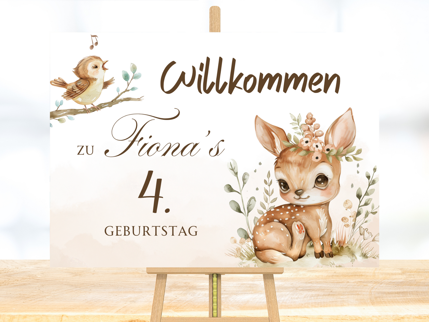 Willkommensschild zum 1. Geburtstag Kindergeburtstag Personalisiertes Waldtiere