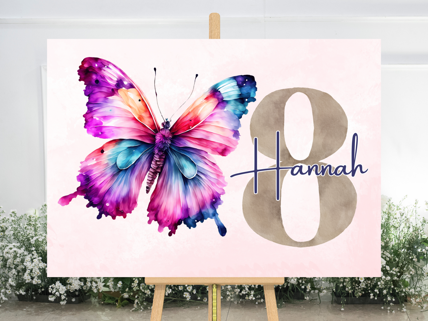 Willkommensschild zum 1. Geburtstag Kindergeburtstag Personalisiertes Schmetterling