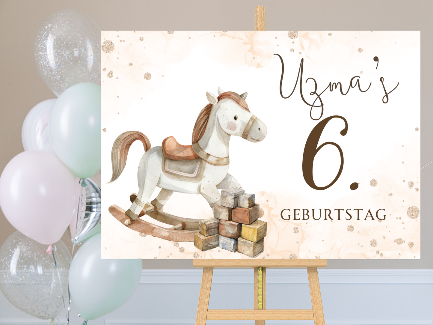 Willkommensschild zum 1. Geburtstag Kindergeburtstag Personalisiertes Deutsch boho