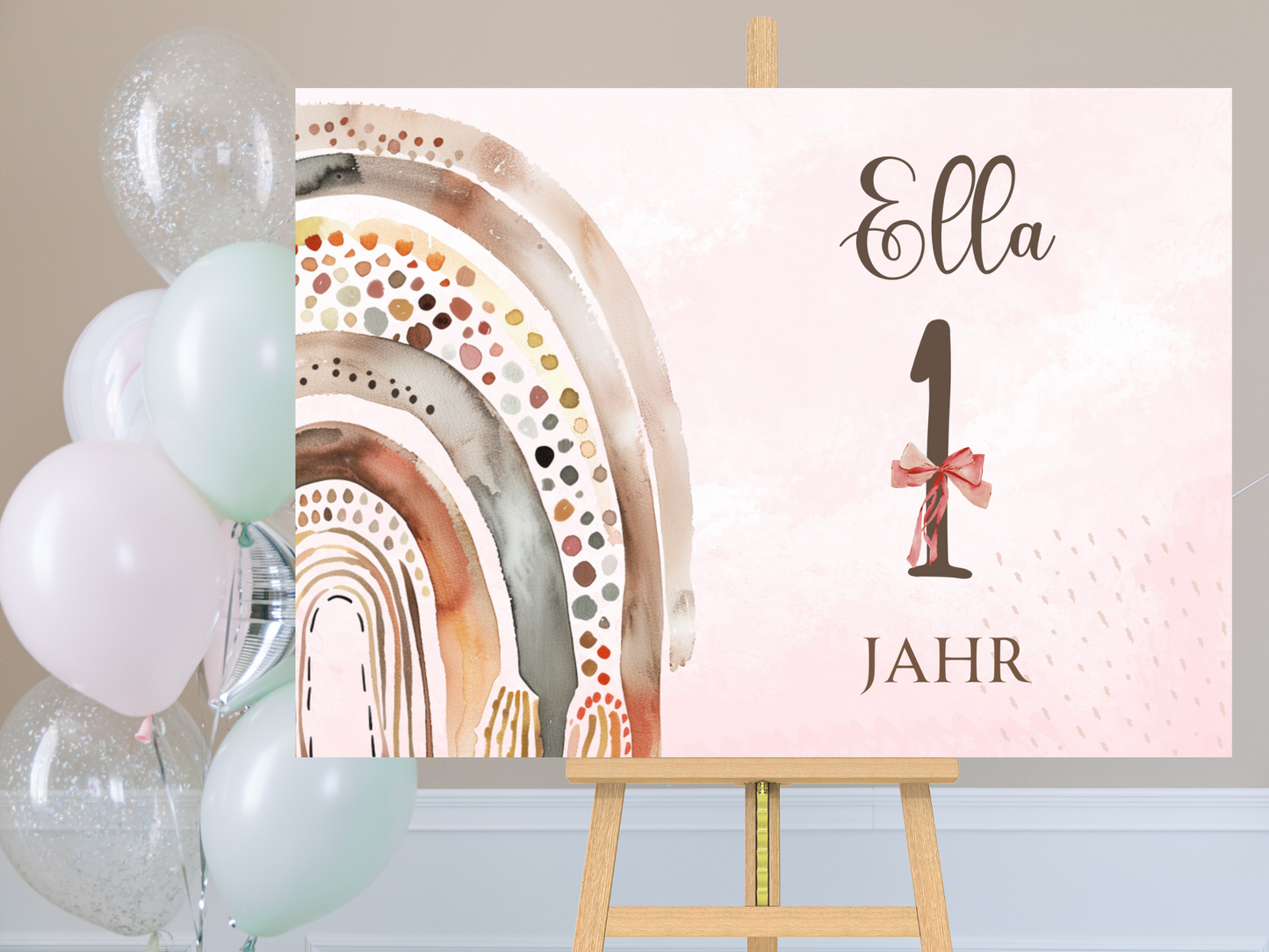 Willkommensschild zum 1. Geburtstag Kindergeburtstag Personalisiertes Regenbogen