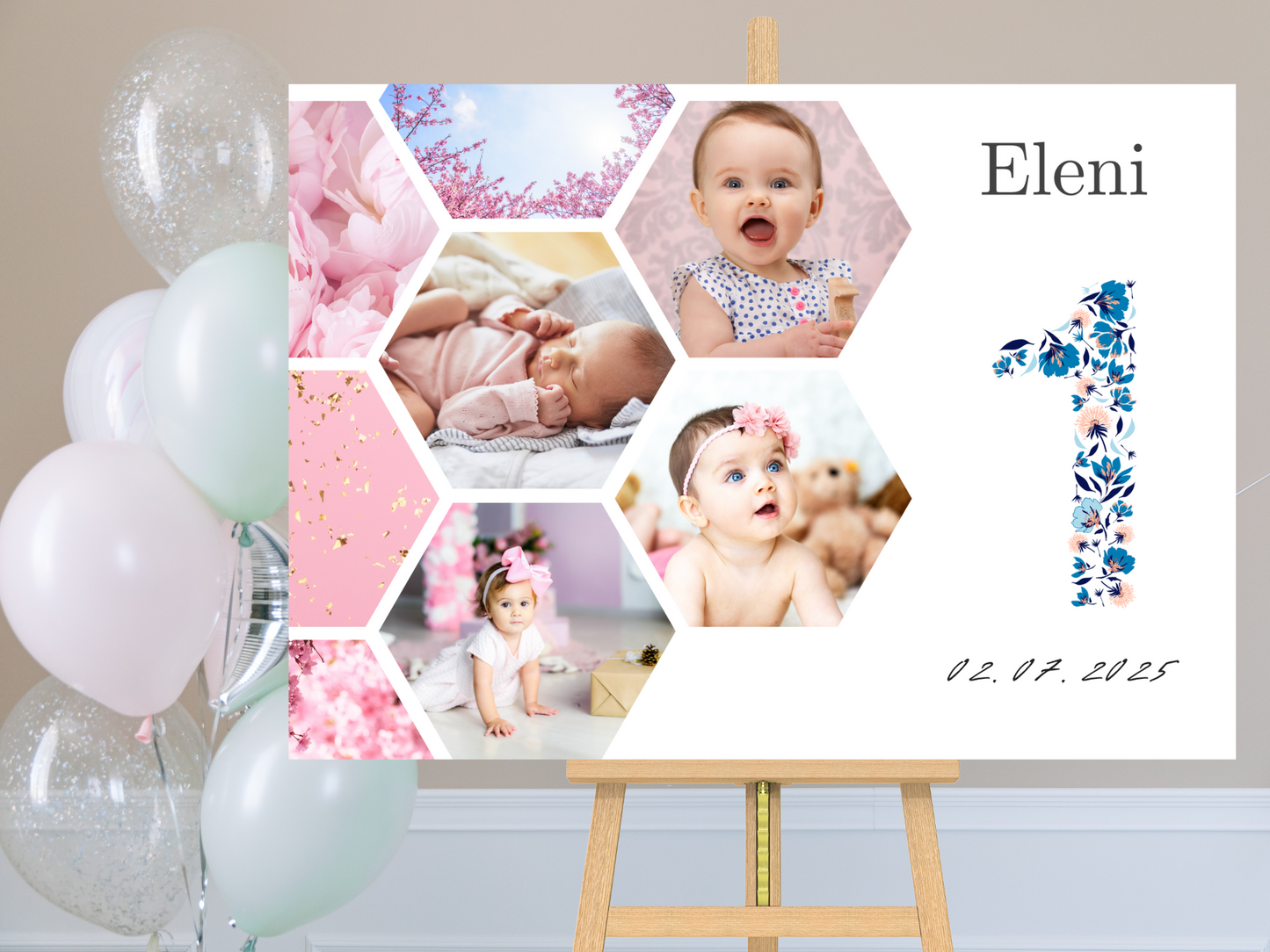 Willkommensschild zum 1. Geburtstag Kindergeburtstag Personalisiertes mit Foto Deutsch