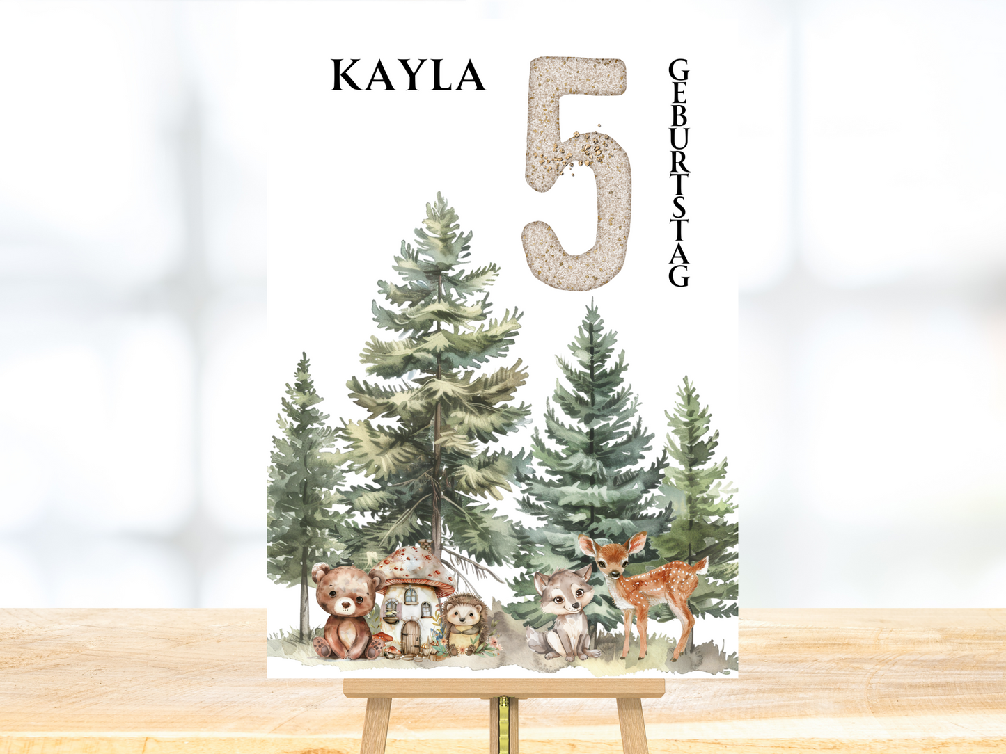 Willkommensschild zum 1. Geburtstag Kindergeburtstag Personalisiertes Waldtiere