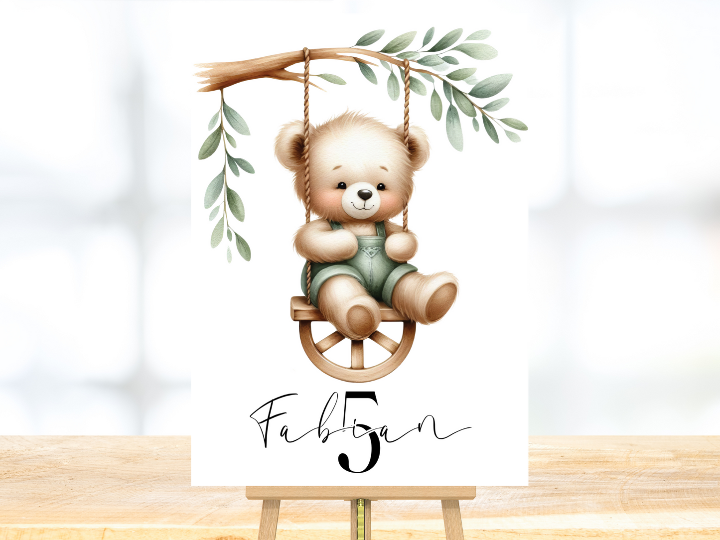 Willkommensschild zum 1. Geburtstag Kindergeburtstag Personalisiertes Teddybär