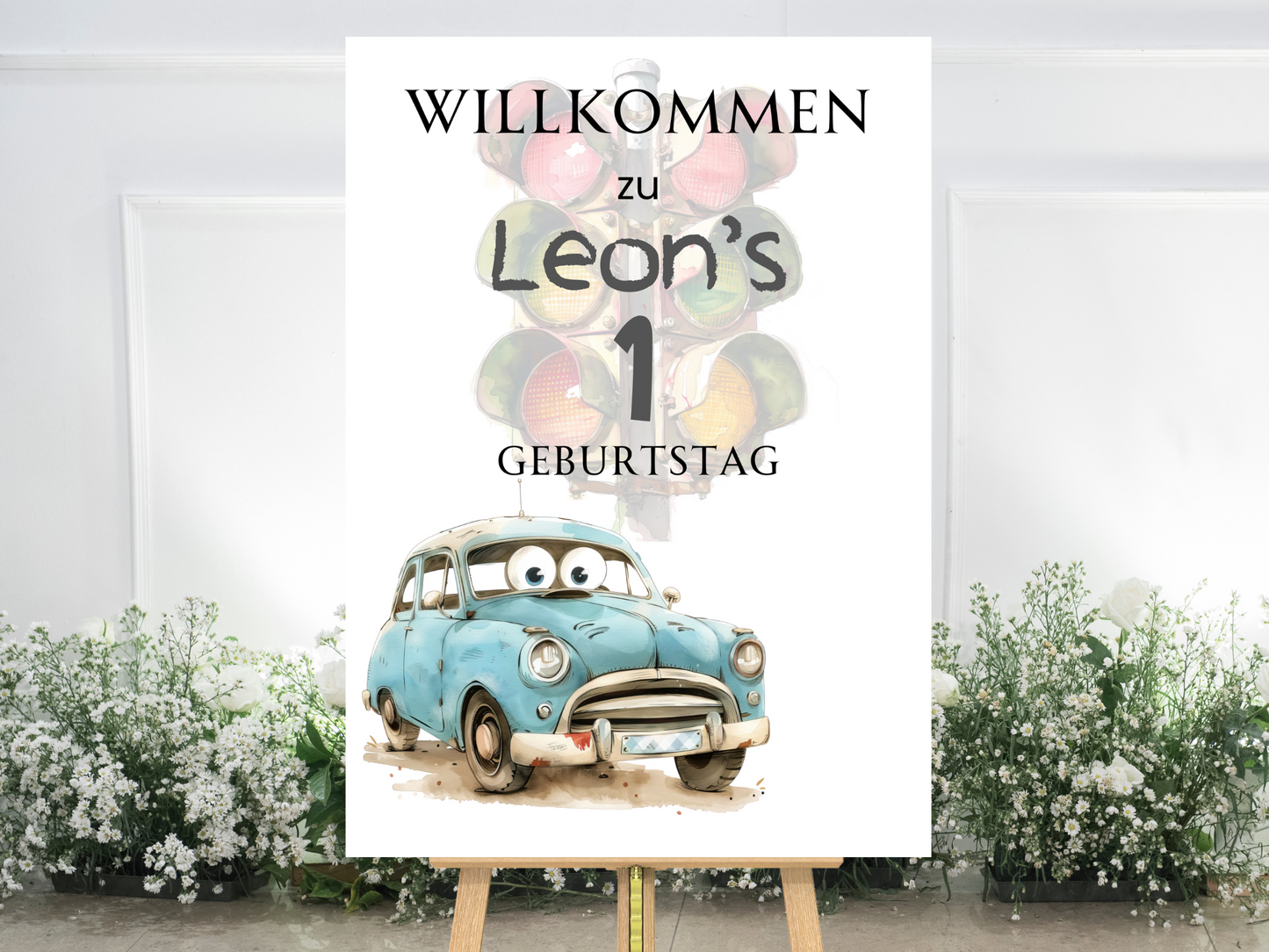 Willkommensschild zum 1. Geburtstag Kindergeburtstag Personalisiertes Deutsch