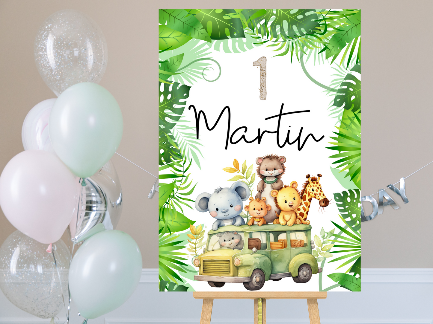 Willkommensschild zum 1. Geburtstag Kindergeburtstag Personalisiertes Sahara Deutsch