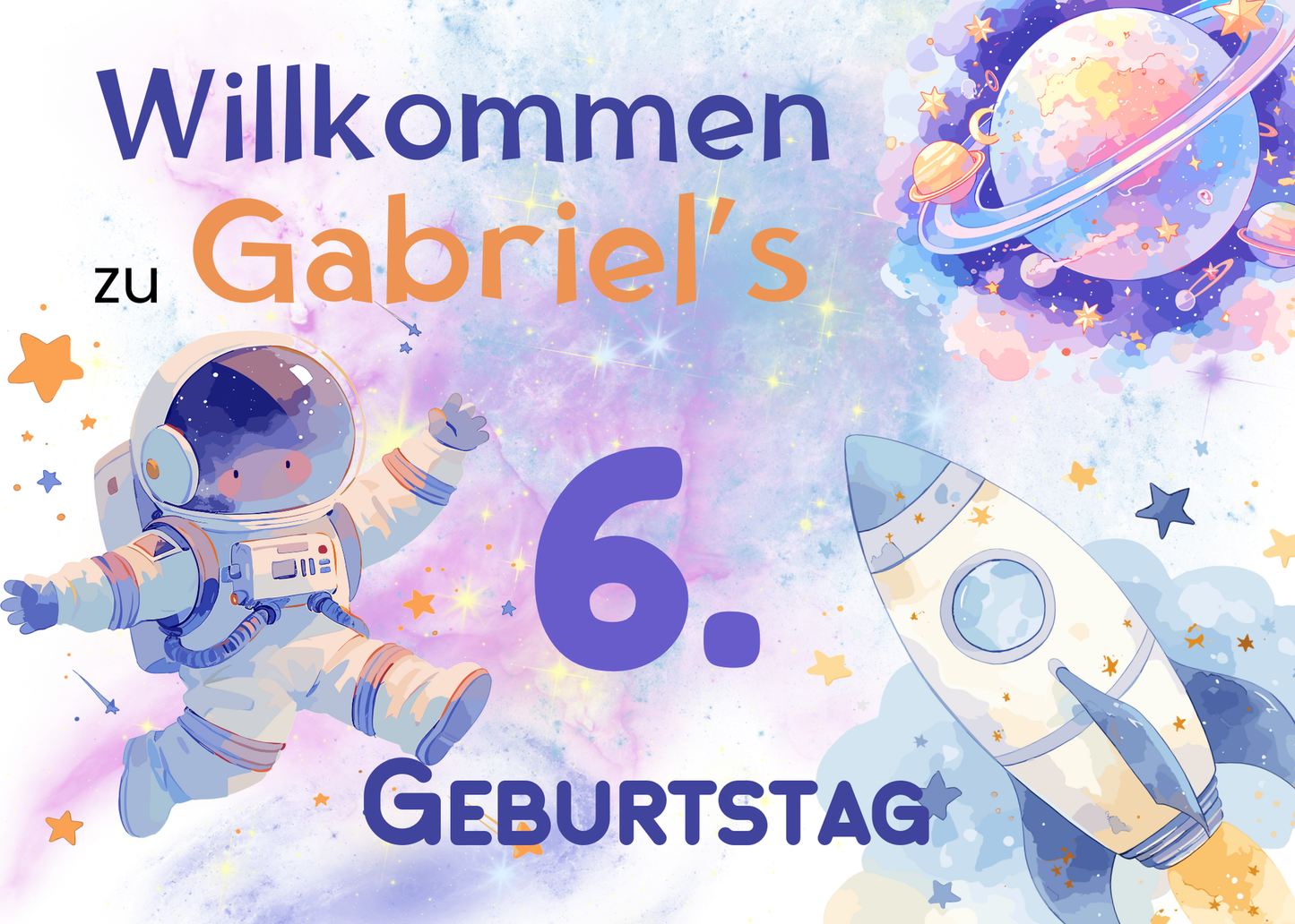 Willkommensschild zum 1. Geburtstag Kindergeburtstag Personalisiertes Kosmos Deutsch