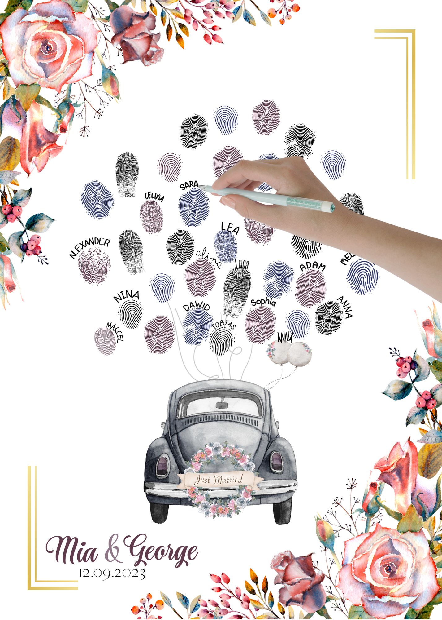 Gästebuch Alternativen für Hochzeit Leinwand, Poster . Boho , Rosa Blumen SOPHIE