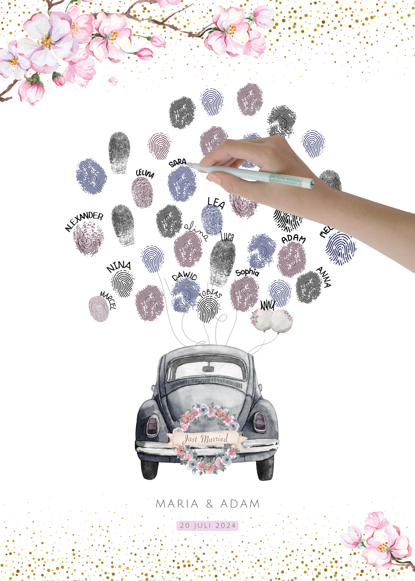 Gästebuch Alternativen für Hochzeit Leinwand, Poster . Kirschblüten , Rosa , Vintage LEA