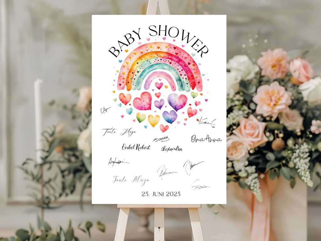 Gästebuch Alternativen für Baby Shower Leinwand, Poster - Regenbogen LUCY