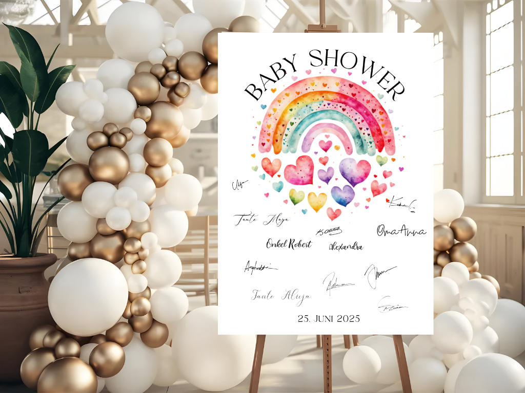 Gästebuch Alternativen für Baby Shower Leinwand, Poster - Regenbogen LUCY