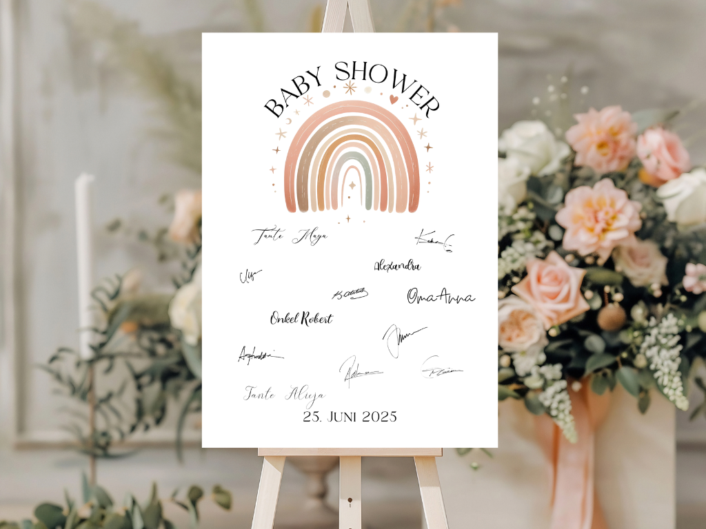 Gästebuch Alternativen für Baby Shower Leinwand, Poster - Regenbogen ELLA