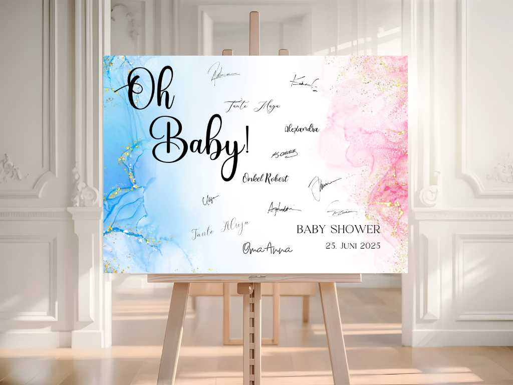 Gästebuch Alternativen für Baby Shower Leinwand, Poster - Blau , Rosa EVA