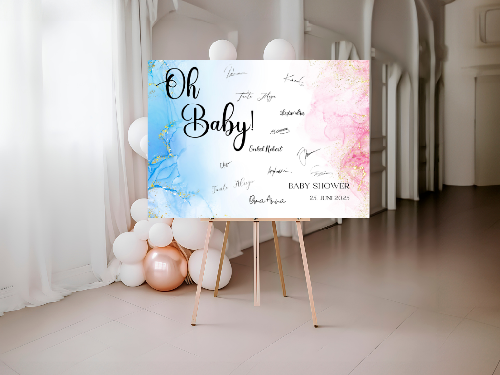 Gästebuch Alternativen für Baby Shower Leinwand, Poster - Blau , Rosa EVA