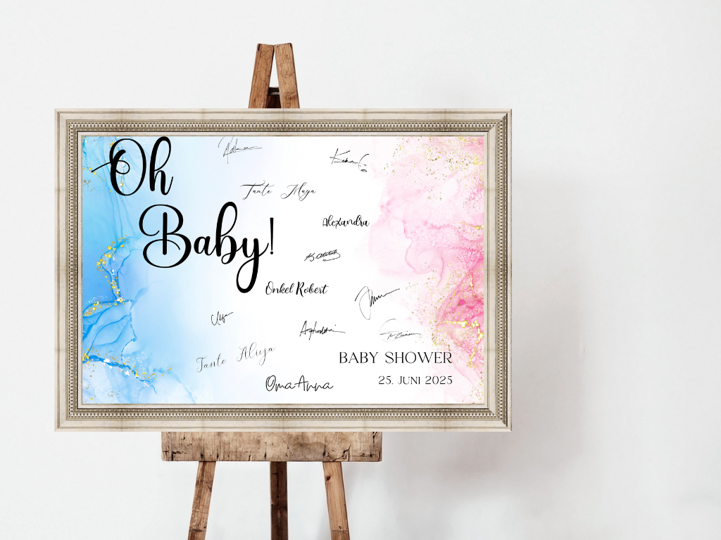 Gästebuch Alternativen für Baby Shower Leinwand, Poster - Blau , Rosa EVA