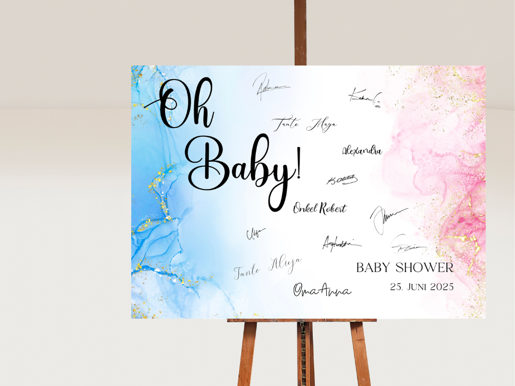 Gästebuch Alternativen für Baby Shower Leinwand, Poster - Blau , Rosa EVA