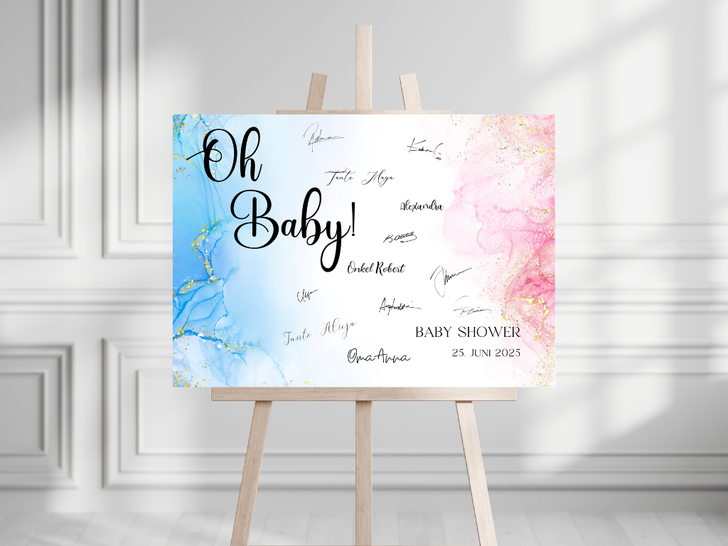 Gästebuch Alternativen für Baby Shower Leinwand, Poster - Blau , Rosa EVA
